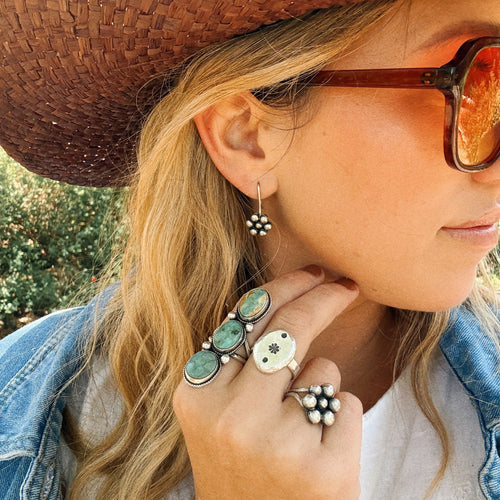 Silver Daisy Drop Earrings