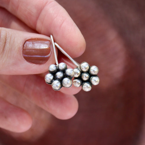 Silver Daisy Drop Earrings