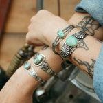 Load image into Gallery viewer, Golden Blue Travelers Cuff
