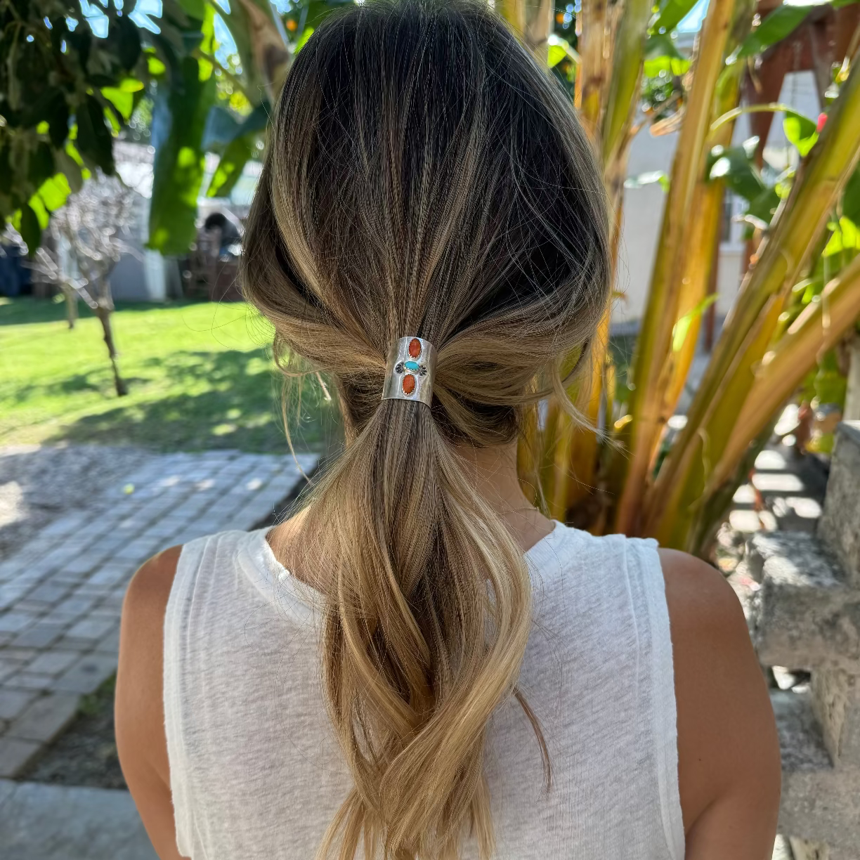 Apple Coral & Turquoise Hair Cuff