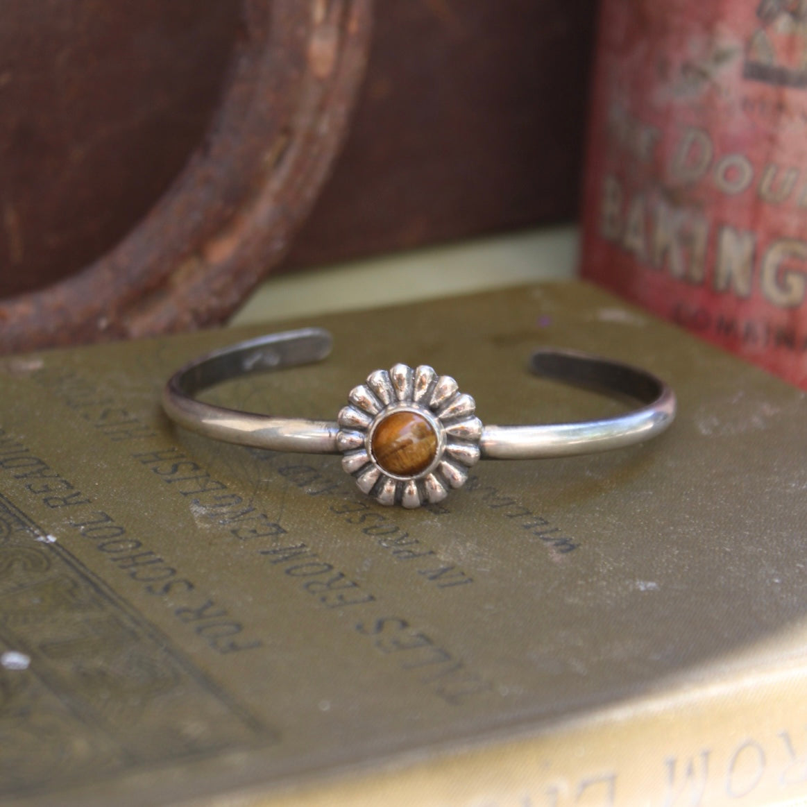 Tiger Eye Flower Cuff