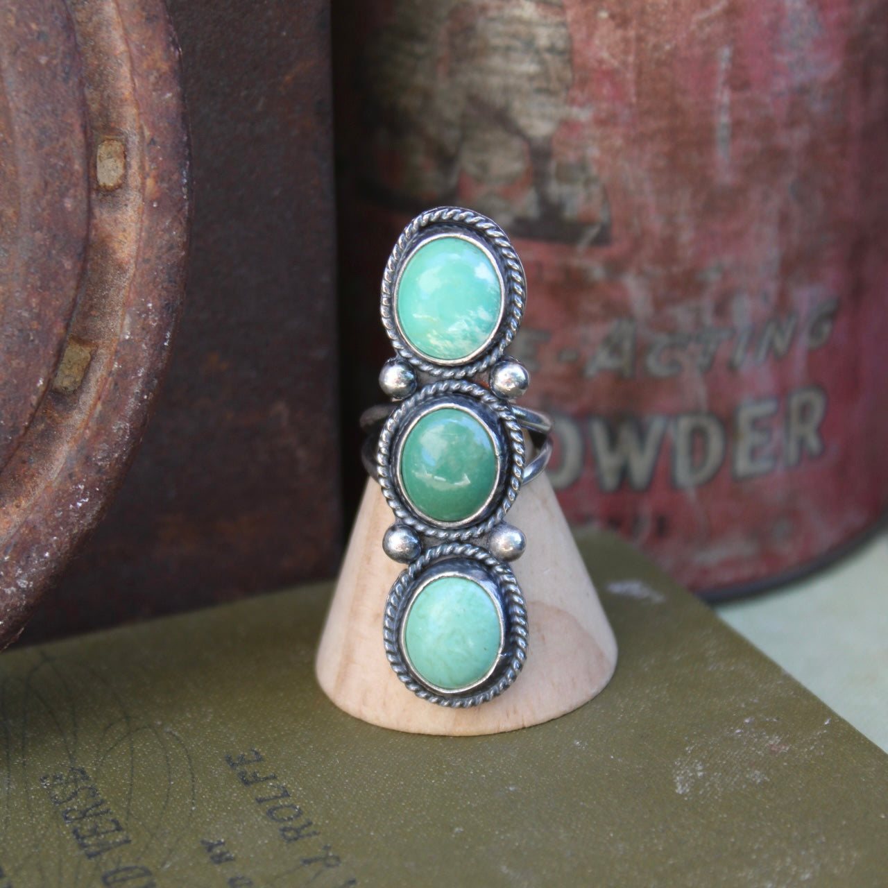 Green Triple Stone Ring