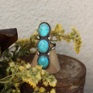 Blue Triple Stone Ring