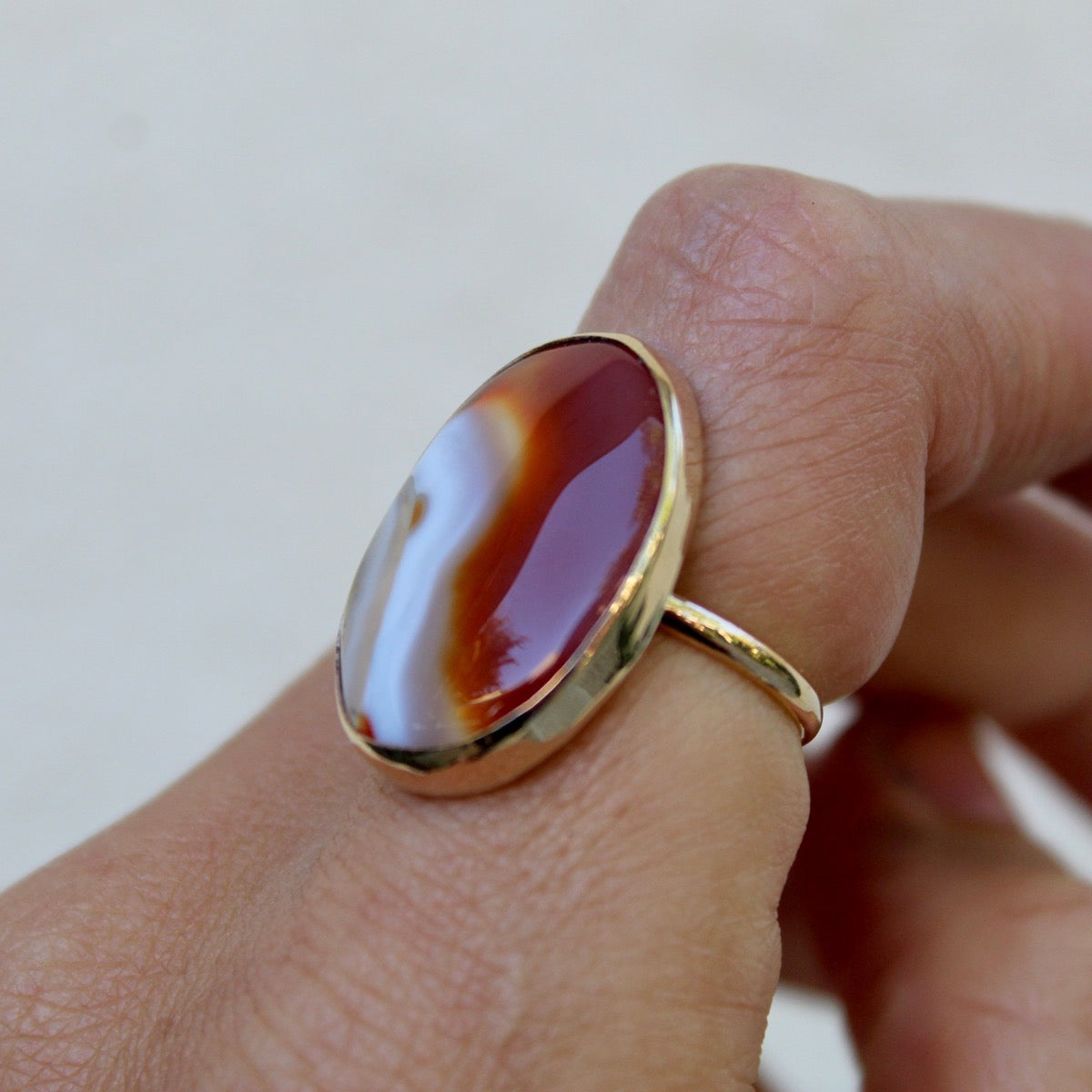 Red Banded Agate Ring #3